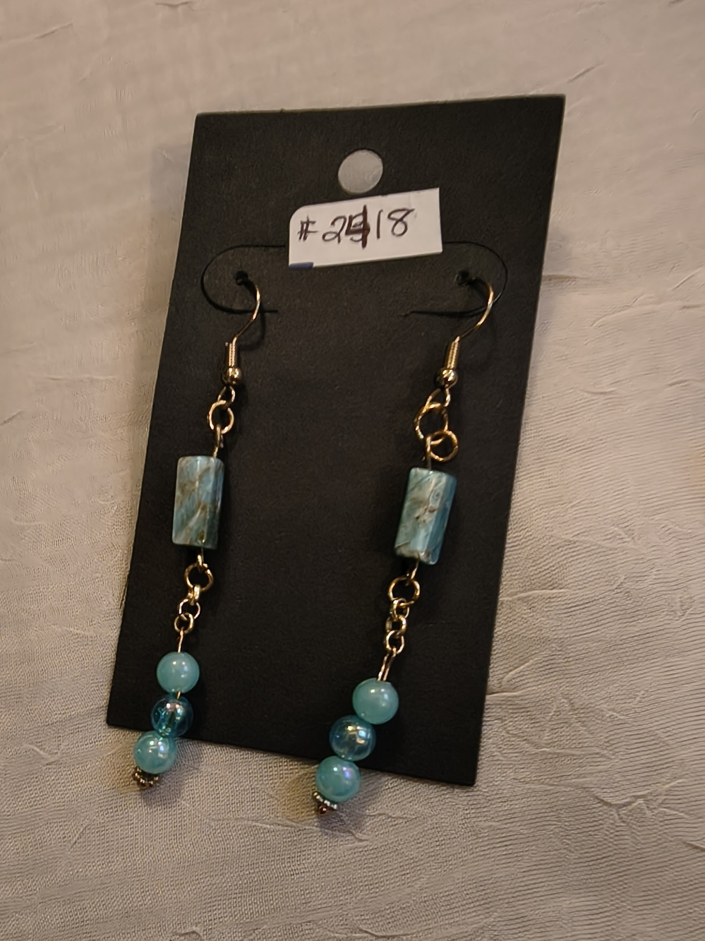 Gold-Tone Turquoise Bead Drop Earrings